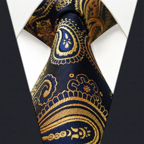 Men Woven Silk 7 Fold Neck Ties 